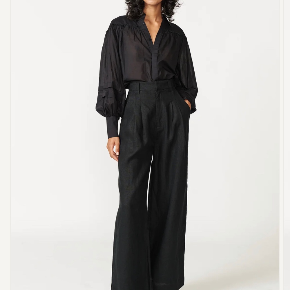 Aureta studio amity pant black size 28 linen pants